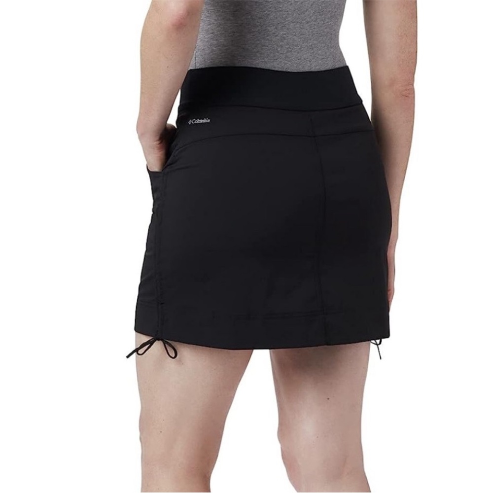 Columbia Anytime Skort Ruched Sides Black Quickdry Stretch Fabric M
